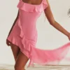 Marcia French Pink Ruffle Mini Dress