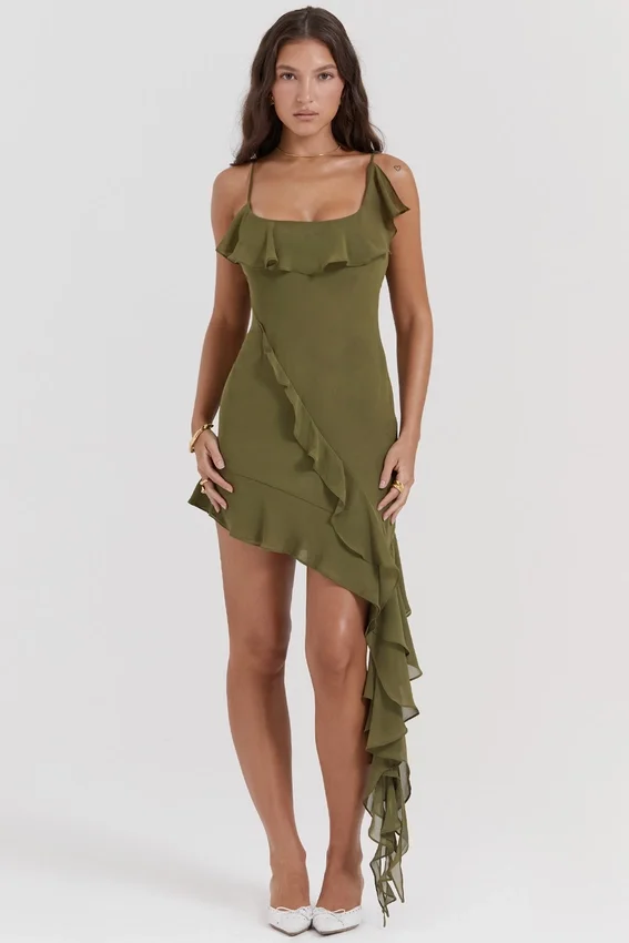 Marcia Olive Ruffle Mini Dress Marcia Olive Ruffle Mini Dress