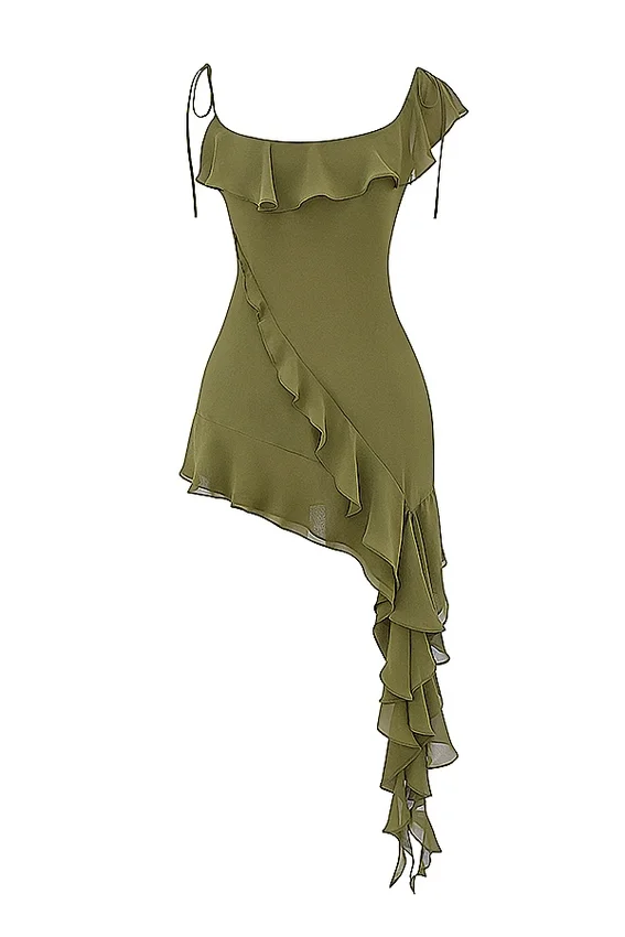 Marcia Olive Ruffle Mini Dress Marcia Olive Ruffle Mini Dress