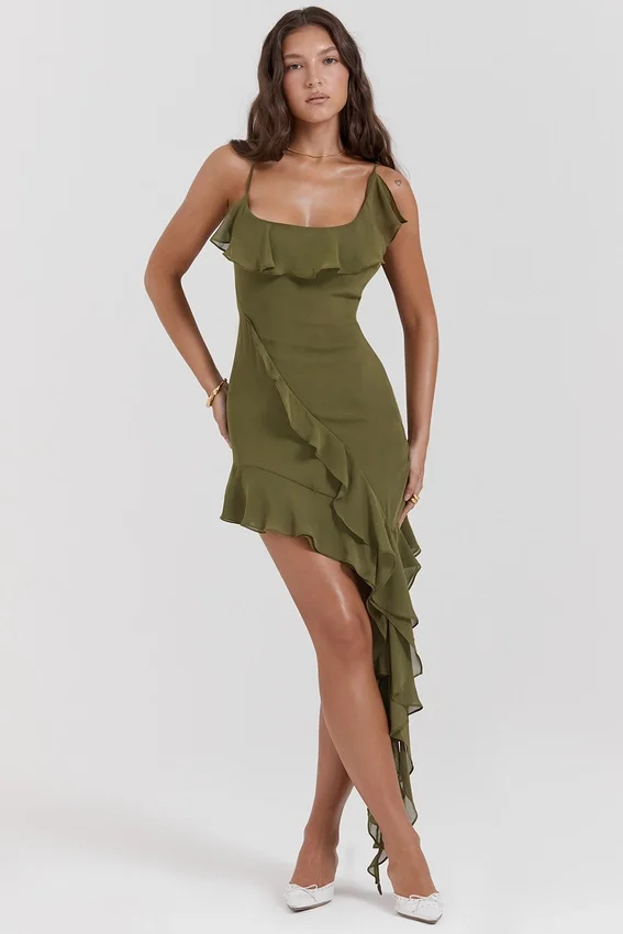 Marcia Olive Ruffle Mini Dress Marcia Olive Ruffle Mini Dress