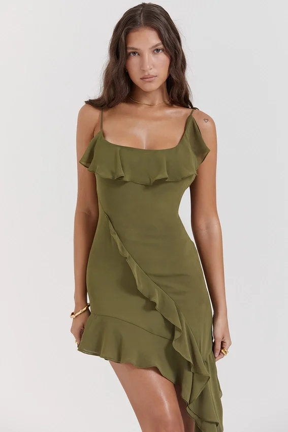 Marcia Olive Ruffle Mini Dress Marcia Olive Ruffle Mini Dress