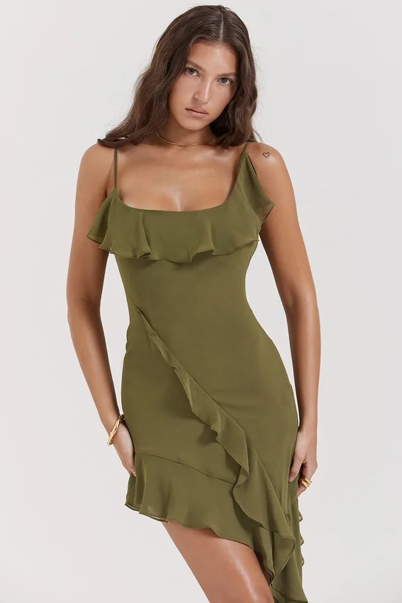 Marcia Olive Ruffle Mini Dress Marcia Olive Ruffle Mini Dress