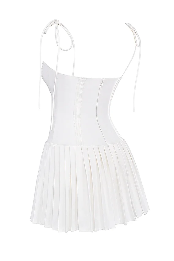 Marcy White Pleated Mini Dress Marcy White Pleated Mini Dress