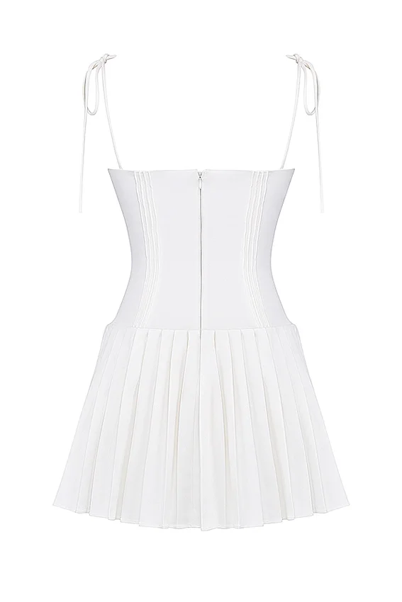 Marcy White Pleated Mini Dress Marcy White Pleated Mini Dress