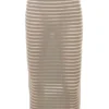 Margo Grey Velour Sheer Striped Midi Skirt