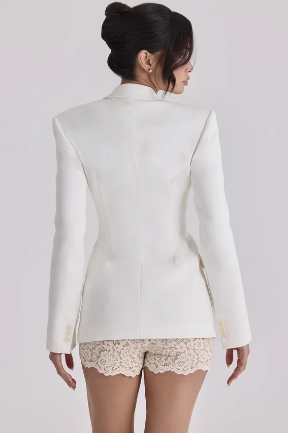 Luella vintage ivory crepe hourglass blazer jacket Luella vintage ivory crepe hourglass blazer jacket
