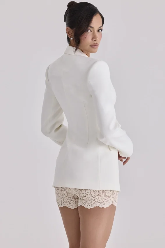 Luella vintage ivory crepe hourglass blazer jacket Luella vintage ivory crepe hourglass blazer jacket