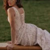 Mariabella Cream Floral Print Cotton Midi Sun Dress