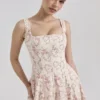 Mariabella Cream Floral Print Cotton Midi Sun Dress