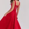 Mariabella Red Stretch Cotton Midi Sundress Mariabella Red Stretch Cotton Midi Sundress
