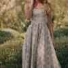 Mariabella Sage Floral Print Cotton Midi Dress