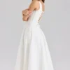 Mariabella White Stretch Cotton Midi Sundress