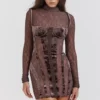 Marica Brown Velvet & Lace Corset Dress