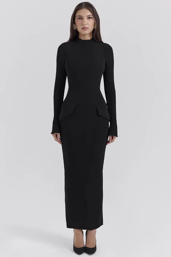 Marie-Louise Black Turtleneck Maxi Dress Marie-Louise Black Turtleneck Maxi Dress