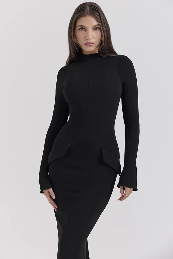 Marie-Louise Black Turtleneck Maxi Dress Marie-Louise Black Turtleneck Maxi Dress