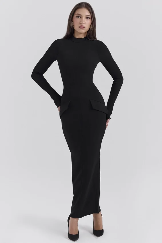 Marie-Louise Black Turtleneck Maxi Dress Marie-Louise Black Turtleneck Maxi Dress