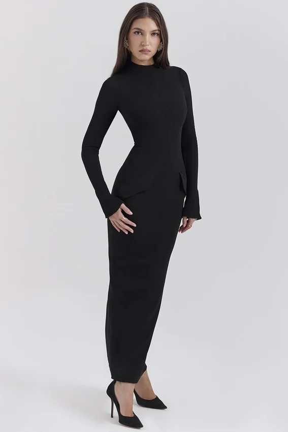 Marie-Louise Black Turtleneck Maxi Dress Marie-Louise Black Turtleneck Maxi Dress