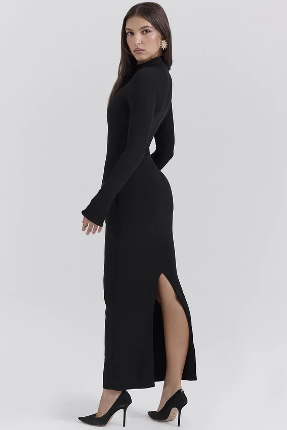 Marie-Louise Black Turtleneck Maxi Dress Marie-Louise Black Turtleneck Maxi Dress