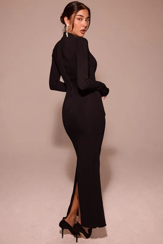 Marie-Louise Black Turtleneck Maxi Dress Marie-Louise Black Turtleneck Maxi Dress