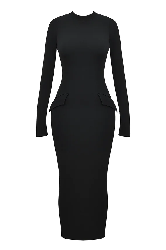 Marie-Louise Black Turtleneck Maxi Dress Marie-Louise Black Turtleneck Maxi Dress