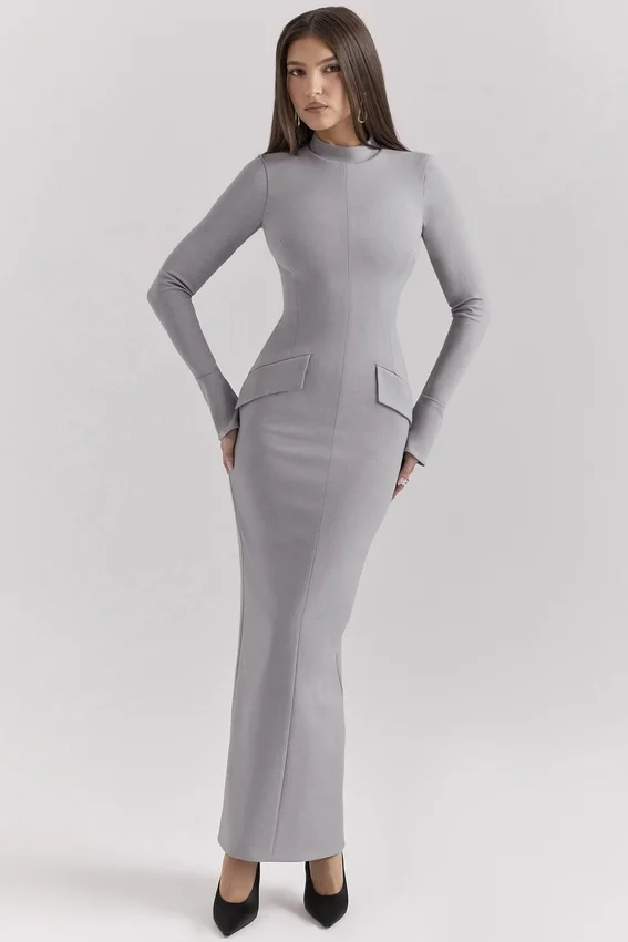 Marie-Louise Light Grey Bodycon Maxi Dress Marie-Louise Light Grey Bodycon Maxi Dress