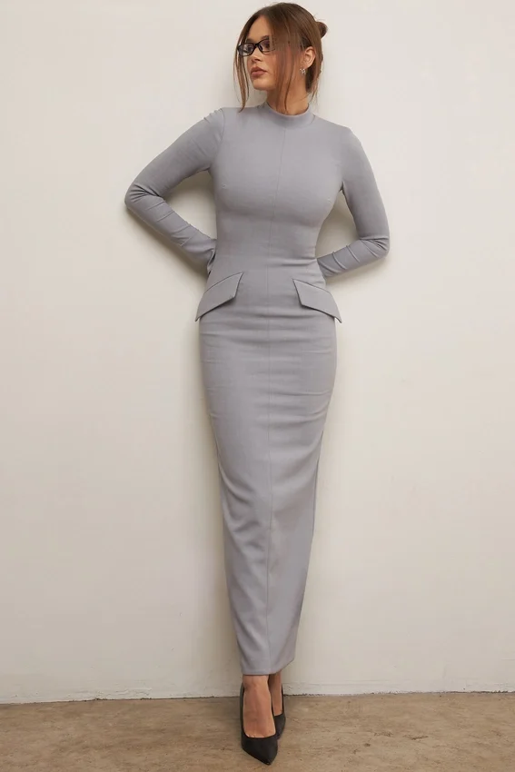 Marie-Louise Light Grey Bodycon Maxi Dress Marie-Louise Light Grey Bodycon Maxi Dress