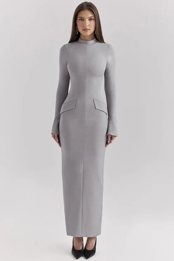 Marie-Louise Light Grey Bodycon Maxi Dress Marie-Louise Light Grey Bodycon Maxi Dress
