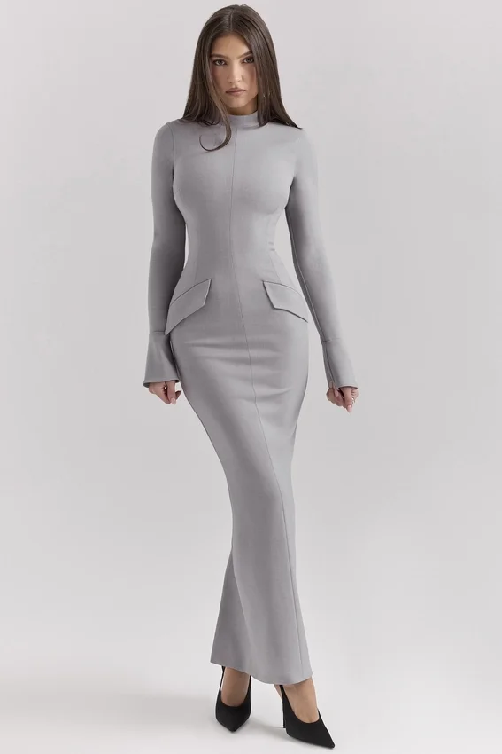 Marie-Louise Light Grey Bodycon Maxi Dress Marie-Louise Light Grey Bodycon Maxi Dress