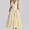 Marilyn Lemon Cotton Halter Neck Midi Sundress Marilyn Lemon Cotton Halter Neck Midi Sundress