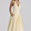 Marilyn Lemon Cotton Halter Neck Midi Sundress Marilyn Lemon Cotton Halter Neck Midi Sundress