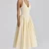 Marilyn Lemon Cotton Halter Neck Midi Sundress Marilyn Lemon Cotton Halter Neck Midi Sundress