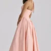 Marilyn Peach Cotton Halter Neck Midi Sundress Marilyn Peach Cotton Halter Neck Midi Sundress