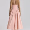 Marilyn Peach Cotton Halter Neck Midi Sundress Marilyn Peach Cotton Halter Neck Midi Sundress