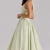 Marilyn Pistachio Cotton Halter Midi Sundress Marilyn Pistachio Cotton Halter Midi Sundress