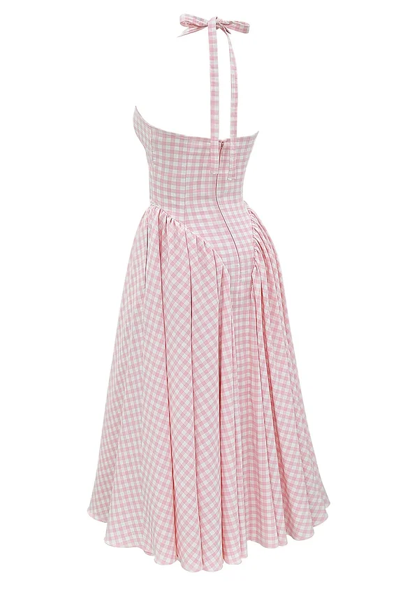 Marilyn Strawberry Shortcake Gingham Halter Midi Sundress Marilyn Strawberry Shortcake Gingham Halter Midi Sundress