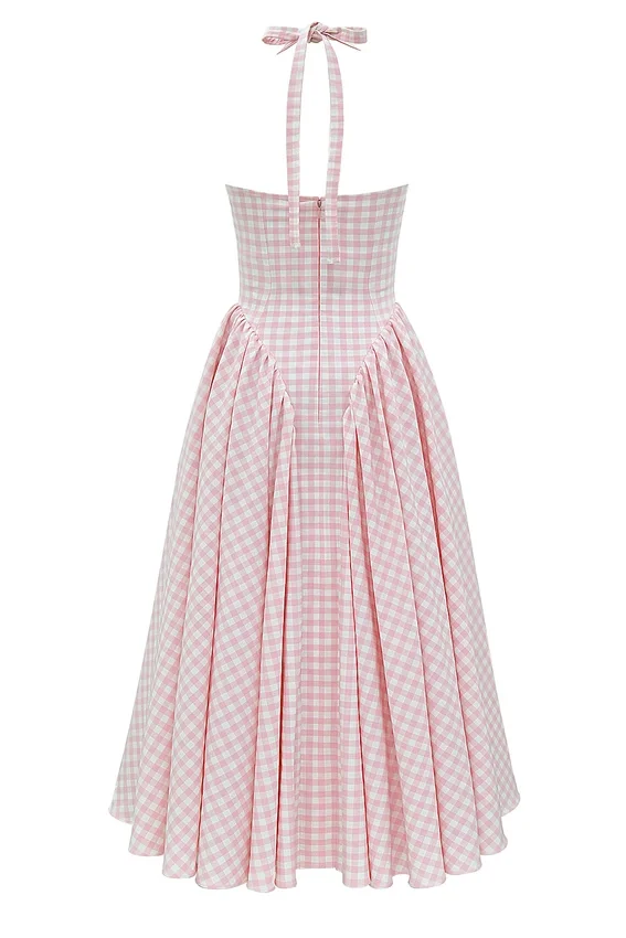Marilyn Strawberry Shortcake Gingham Halter Midi Sundress Marilyn Strawberry Shortcake Gingham Halter Midi Sundress