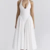 Marilyn White Cotton Halter Midi Sundress Marilyn White Cotton Halter Midi Sundress