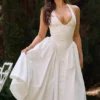 Marilyn White Cotton Halter Midi Sundress Marilyn White Cotton Halter Midi Sundress