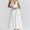 Marilyn White Cotton Halter Midi Sundress Marilyn White Cotton Halter Midi Sundress