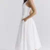 Marilyn White Cotton Halter Midi Sundress Marilyn White Cotton Halter Midi Sundress