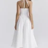 Marilyn White Cotton Halter Midi Sundress Marilyn White Cotton Halter Midi Sundress