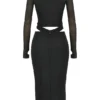 Marina Black Cutout Midi Dress