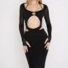 Marina Black Cutout Midi Dress
