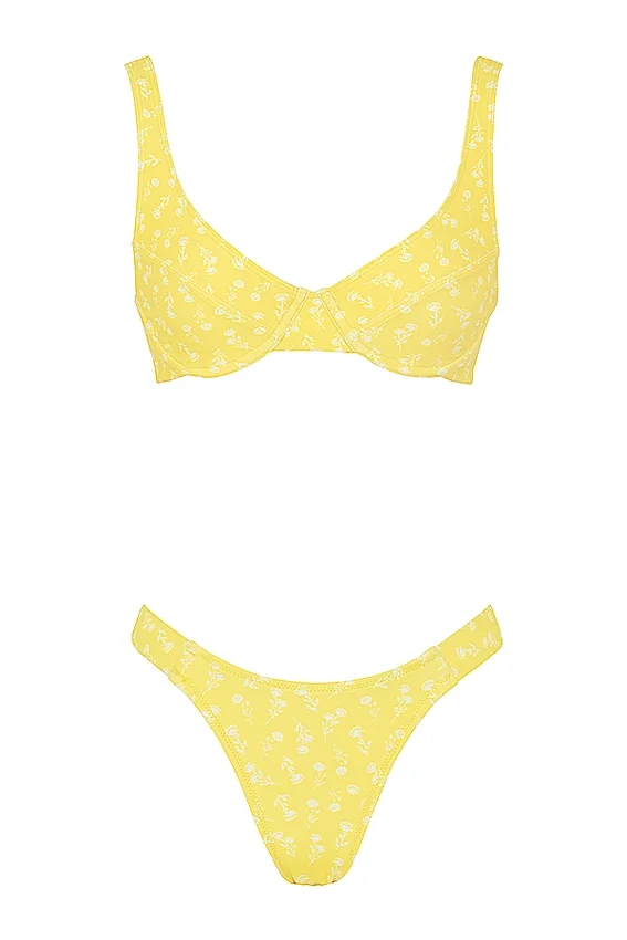 Mariposa Yellow White Floral Print Bikini Mariposa Yellow White Floral Print Bikini