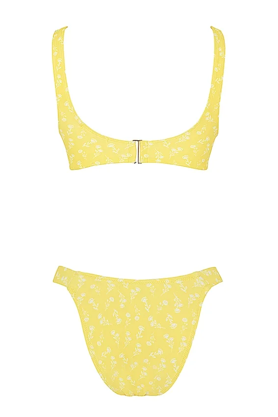 Mariposa Yellow White Floral Print Bikini Mariposa Yellow White Floral Print Bikini