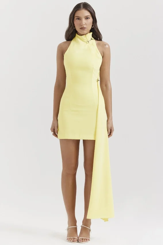 Marla Lemon Halter Mini Dress Marla Lemon Halter Mini Dress