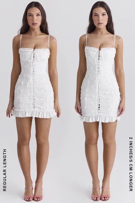 Marlene White Cotton Broderie Anglais Mini Dress Marlene White Cotton Broderie Anglais Mini Dress