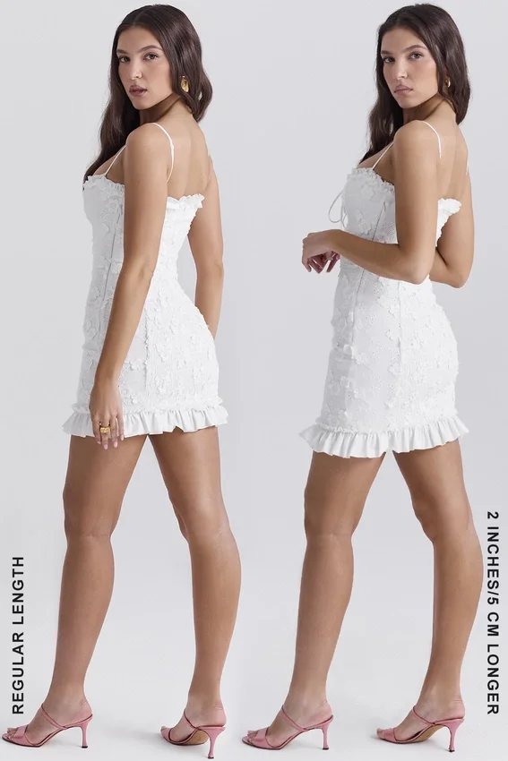 Marlene White Cotton Broderie Anglais Mini Dress Marlene White Cotton Broderie Anglais Mini Dress