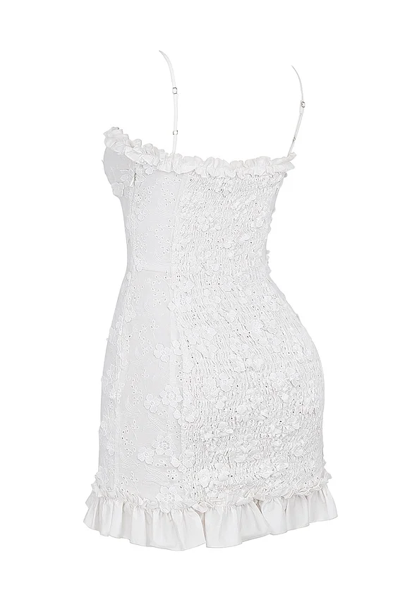 Marlene White Cotton Broderie Anglais Mini Dress Marlene White Cotton Broderie Anglais Mini Dress
