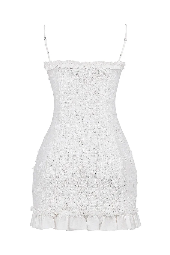 Marlene White Cotton Broderie Anglais Mini Dress Marlene White Cotton Broderie Anglais Mini Dress